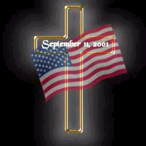 Translucent American Flag w/ Gold Cross Shining Through